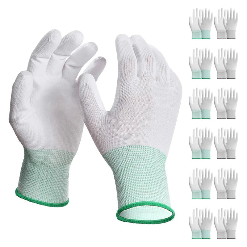 Anti-Slip PU Coated Work Gloves 6/12/18 Pack | Nylon Safety Safety Work Gloves PLUSH