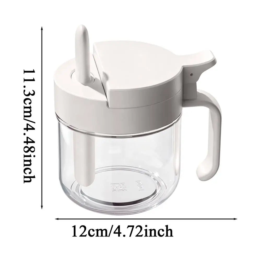 Glass Seasoning Jar with Telescopic Spoon – Moisture-Proof 380ml Kitchen Seasoning Jar PLUSH White