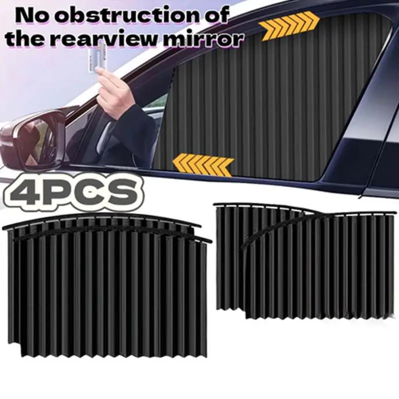 Retractable Car Sunshade Curtains 4pc – Universal UV & Heat Block Car Sunshade Curtain PLUSH