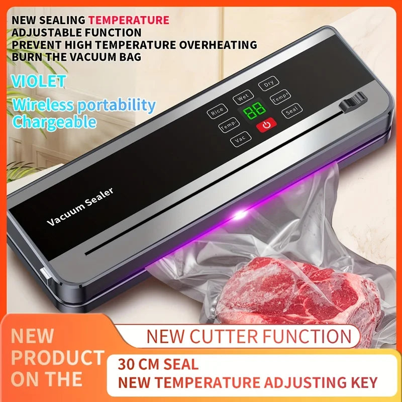 Portable Wireless Vacuum Food Sealer – Auto Mode & Digital Display Vacuum Food Sealer PLUSH