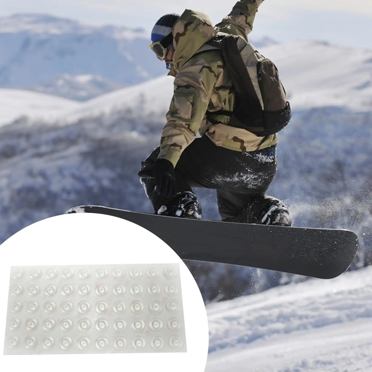 Snowboard Stomp Pad Anti-Slip Spike Grip Mat – Self-Stick Snowboard Stomp Pad PLUSH