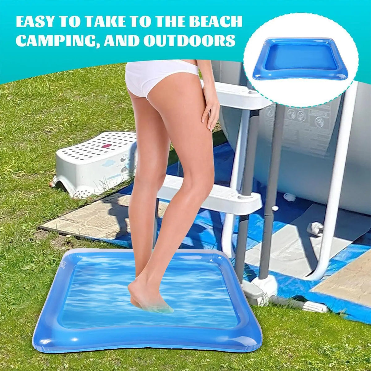 Portable Inflatable Foot Soak Basin – Blue PVC Bath Tub Inflatable Foot Basin PLUSH