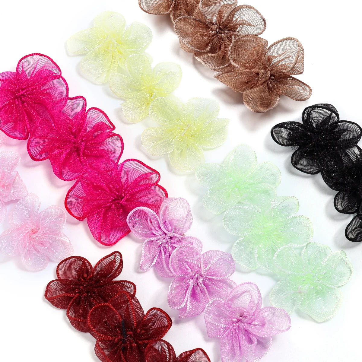 20pcs 3cm Organza Fabric Flower Appliques – DIY Hair & Craft Fabric Flower Appliques PLUSH