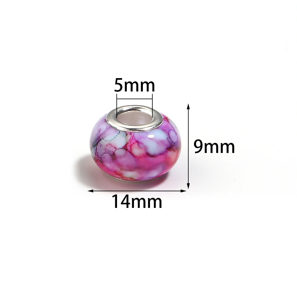 20pcs Marble Ink Acrylic European Large Hole Spacer Beads DIY Acrylic Spacer Beads PLUSH