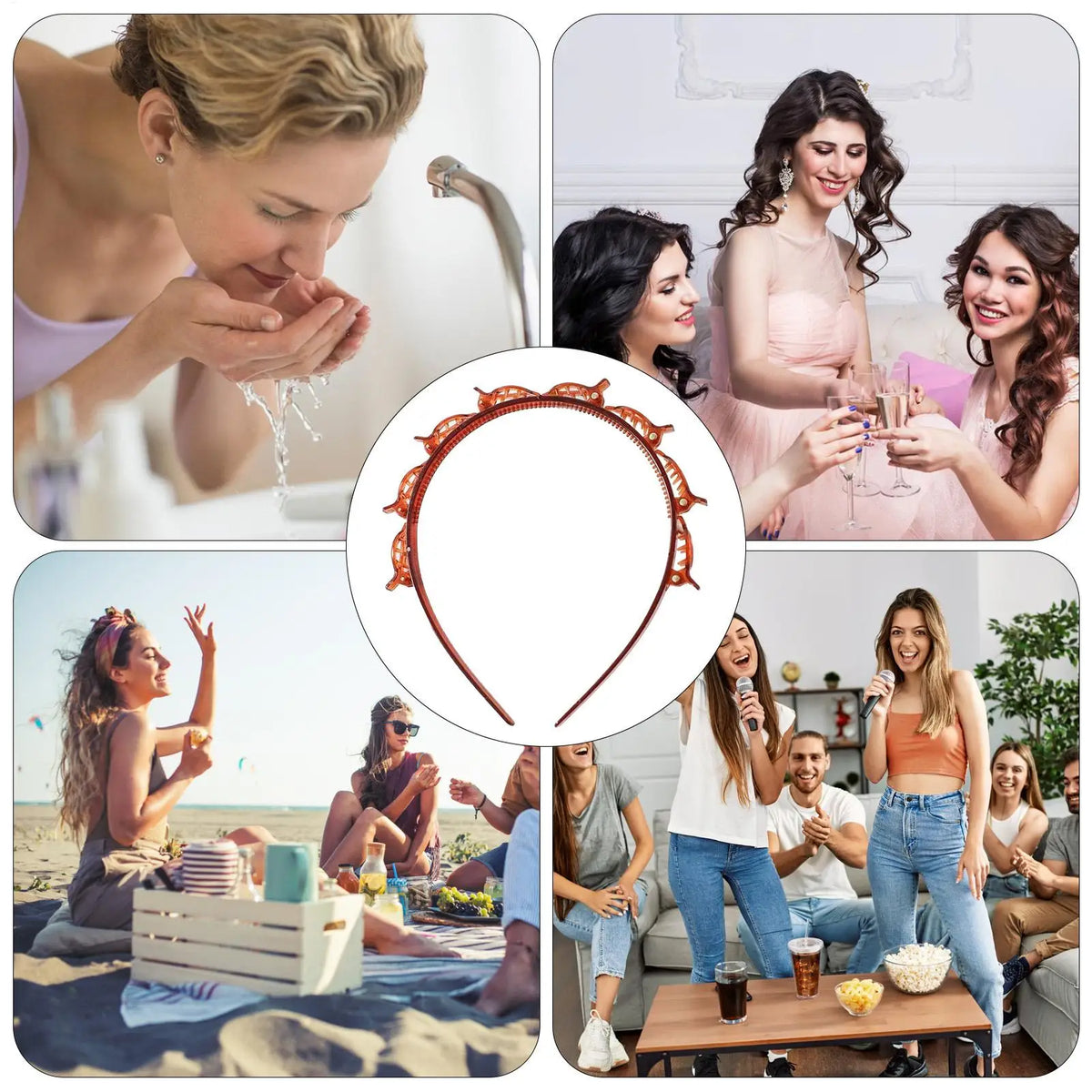 Women's Headband with Clips – Twist Plait Hair Hoop Hairpin Clip Headband PLUSH