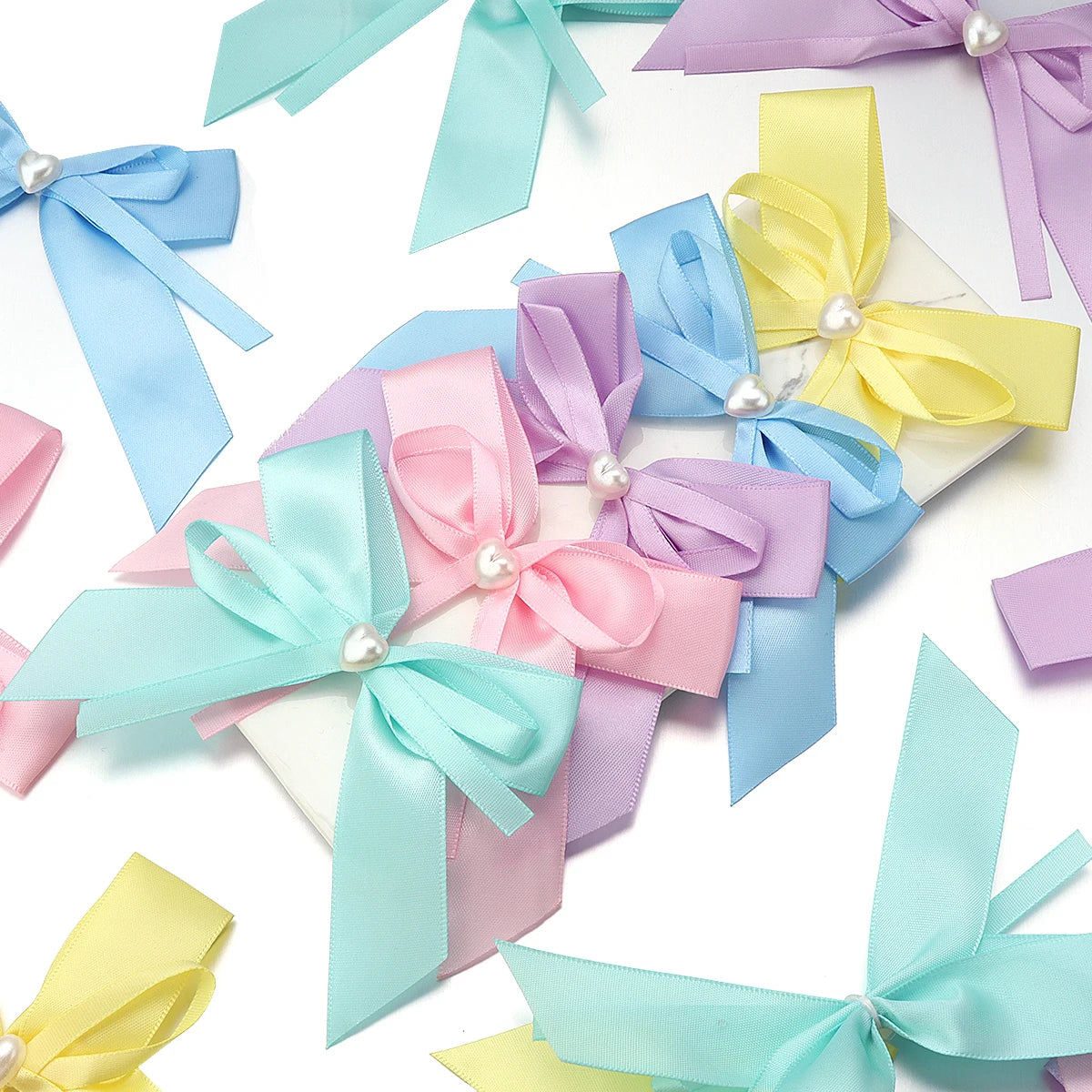 10pcs Double Layer Polyester Pearl Bows – DIY Jewelry & Craft DIY Bow Embellishments PLUSH
