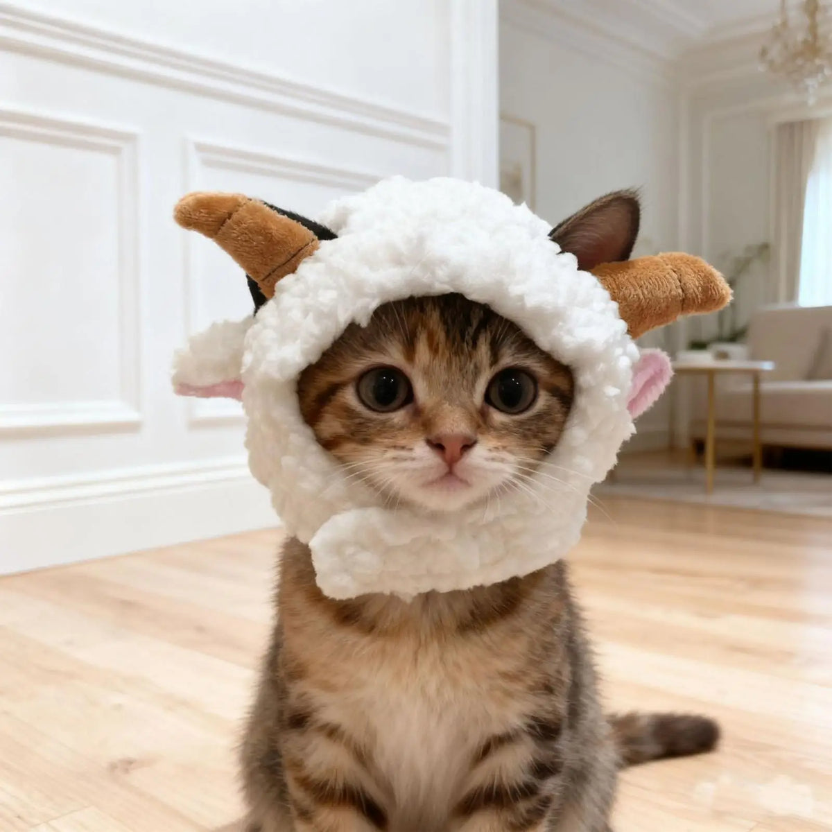 Sheep Plush Pet Hat – Cat & Dog Cosplay Headwear Pet Costume Hat PLUSH