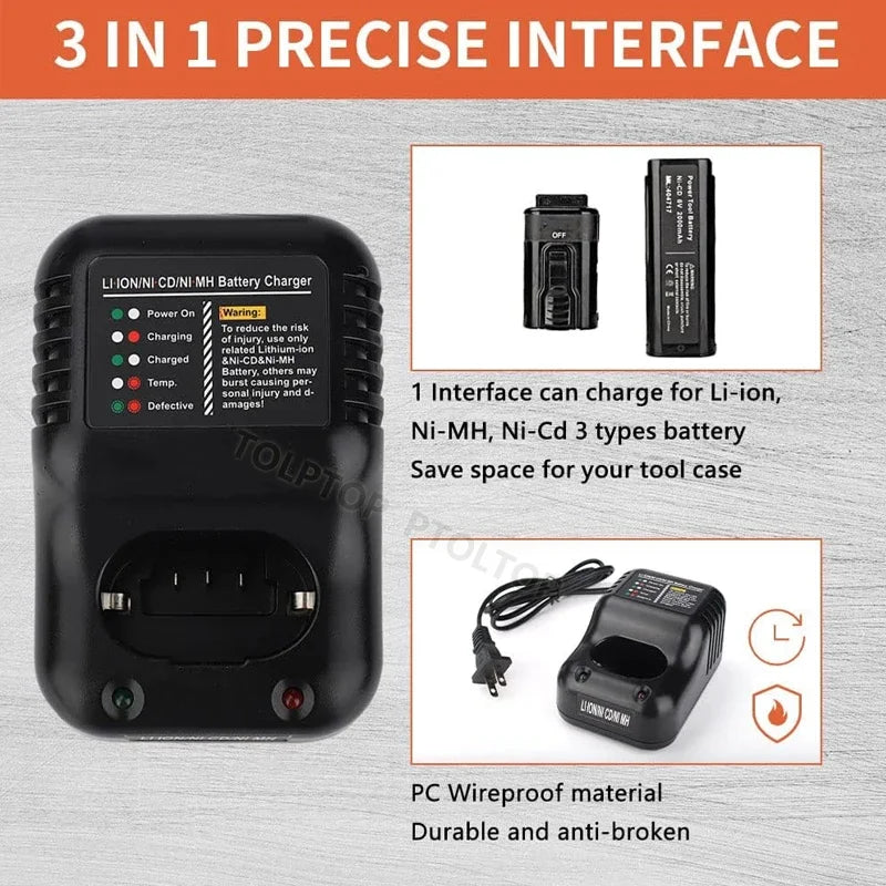 ZWINCKY 6V 7.2V Battery Charger for Paslode Ni-MH Ni-CD Li-Ion Power Tool Charger PLUSH