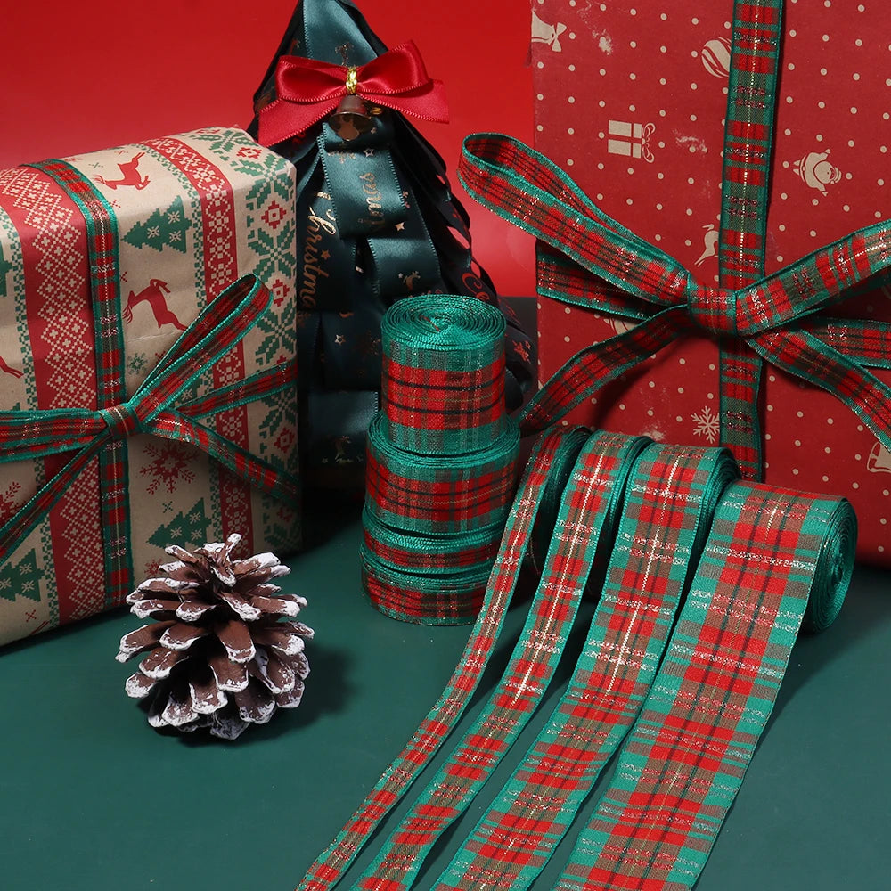 10 Yards Christmas Ribbon 10mm Red Green Polyester DIY Crafts Craft Ribbon PLUSH