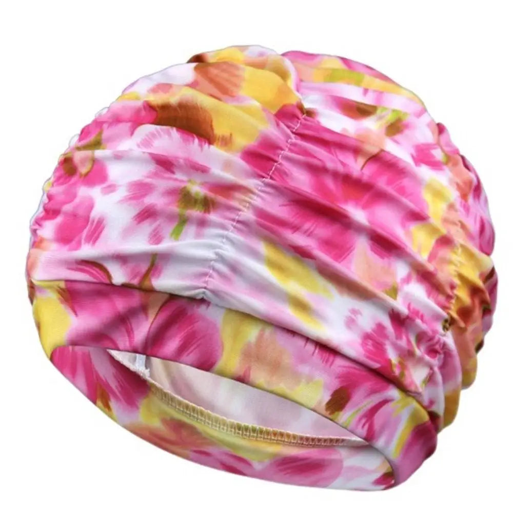 Printed Fabric Oversized Swimming Cap – Quick Dry, Free Size Swim Cap PLUSH