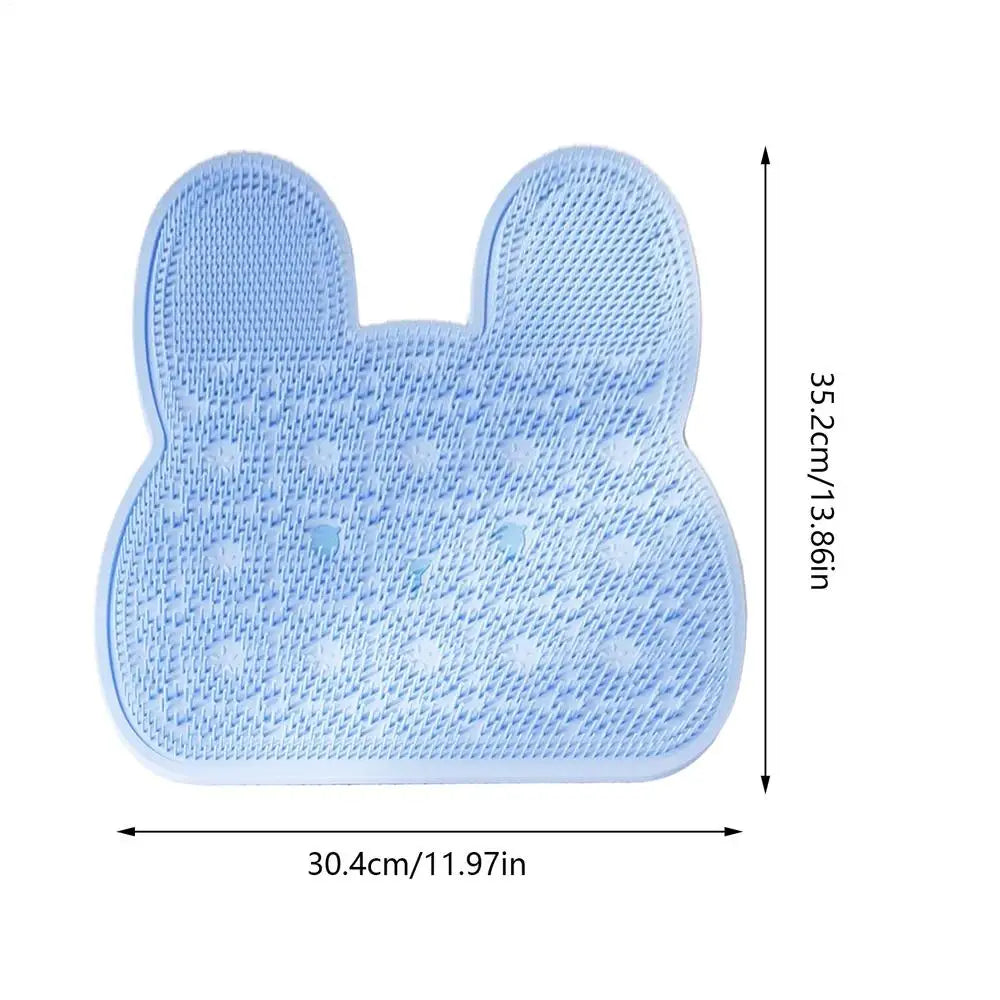 Silicone Shower Foot Scrubber Mat – Non-Slip Bath Massage Pad Shower Scrubber Mat PLUSH Blue