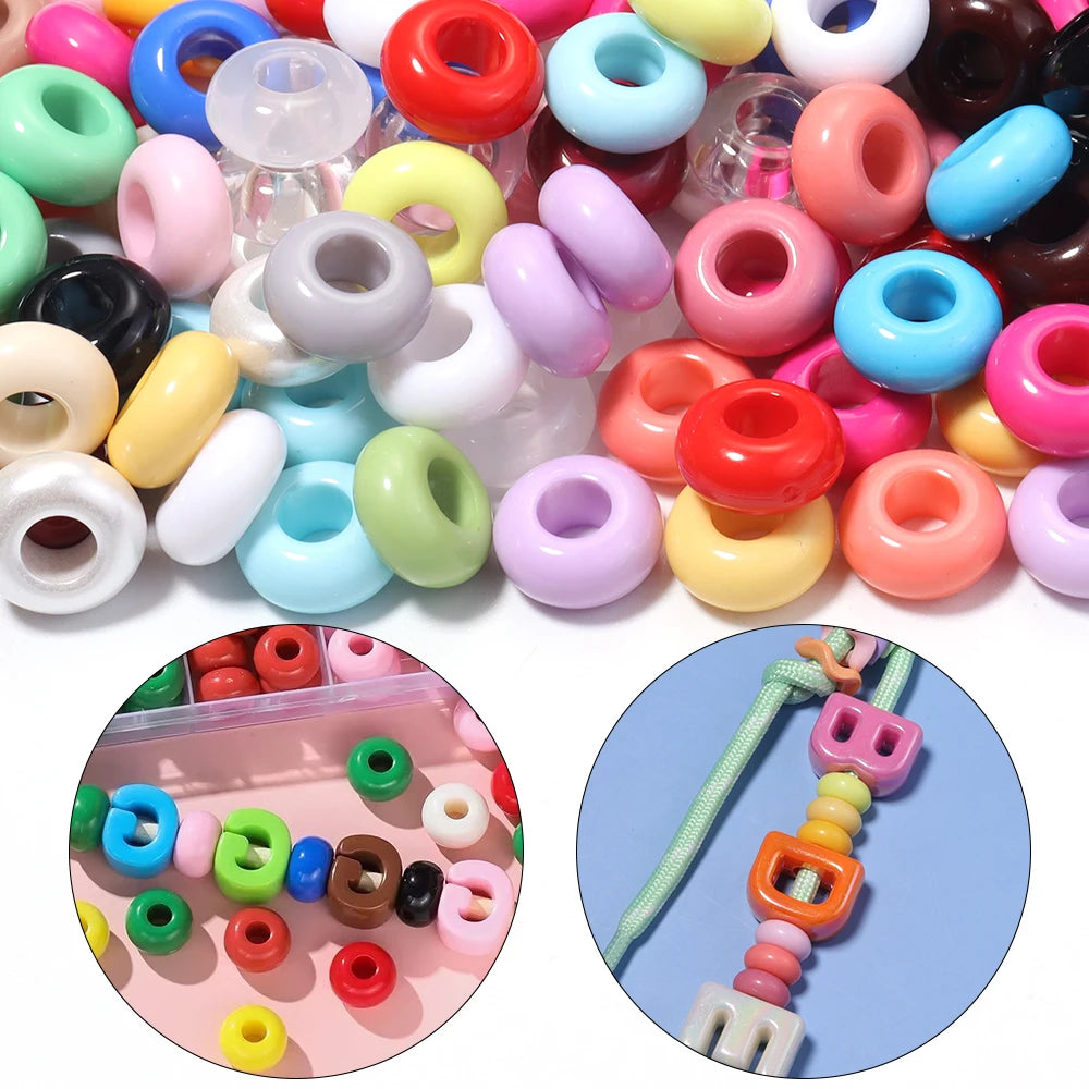 50pcs 11mm Multicolor Acrylic Donut Spacer Beads | DIY Jewelry Acrylic Spacer Beads PLUSH