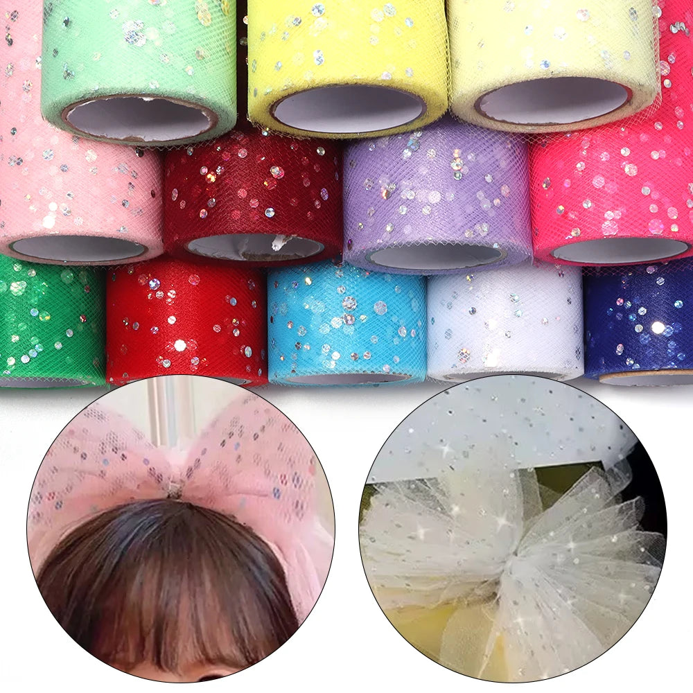 10 Yards Laser Sequin Tulle Glitter Mesh Fabric 15cm DIY Craft Glitter Mesh Fabric PLUSH