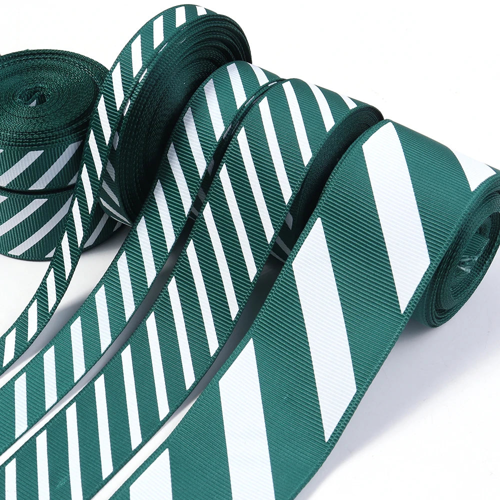 Green White Stripe Christmas Ribbon 5–10 Yds | DIY Craft Craft Ribbon PLUSH