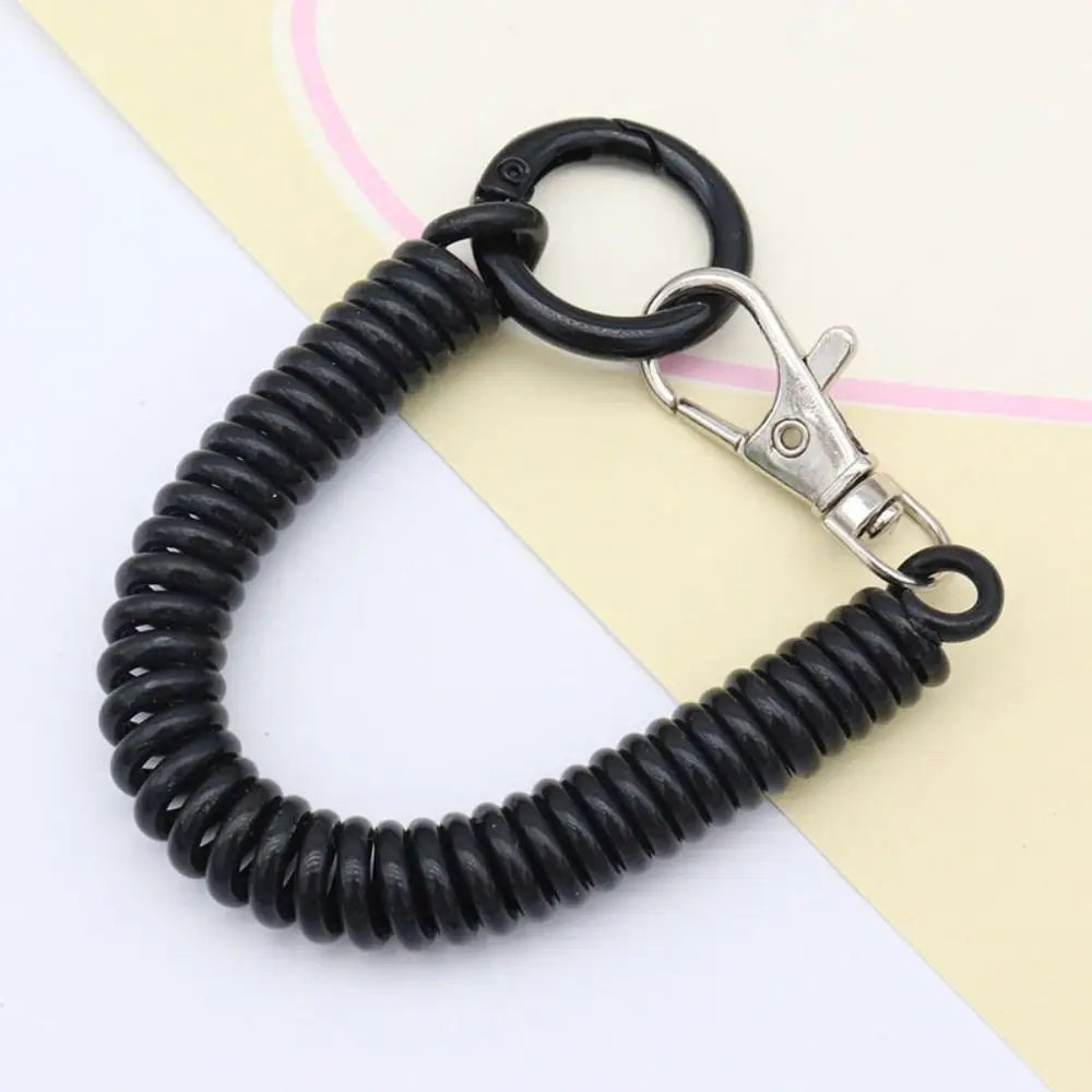 Spiral Spring Coil Key Chain – Metal Lobster Clasp Spring Coil Key Chain PLUSH black