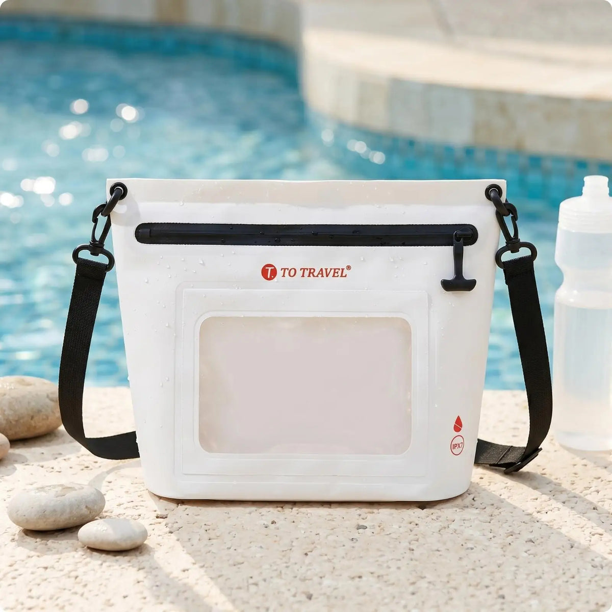 Waterproof Sling Dry Bag 2.5L – IPX7 with Touchscreen Window Waterproof Dry Bag PLUSH WhiteIpx7WpWindow