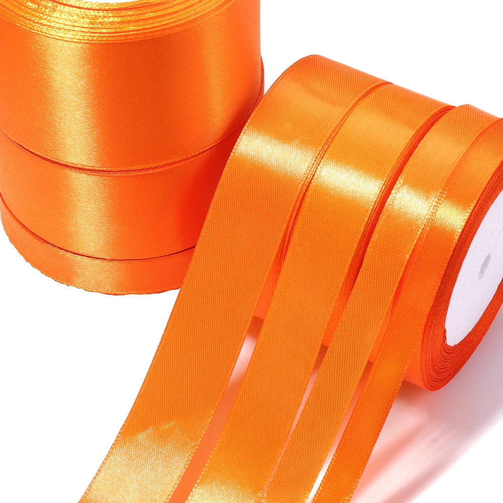 Orange Satin Ribbon 25 Yards – DIY Gifts & Wedding Décor Satin Craft Ribbon PLUSH