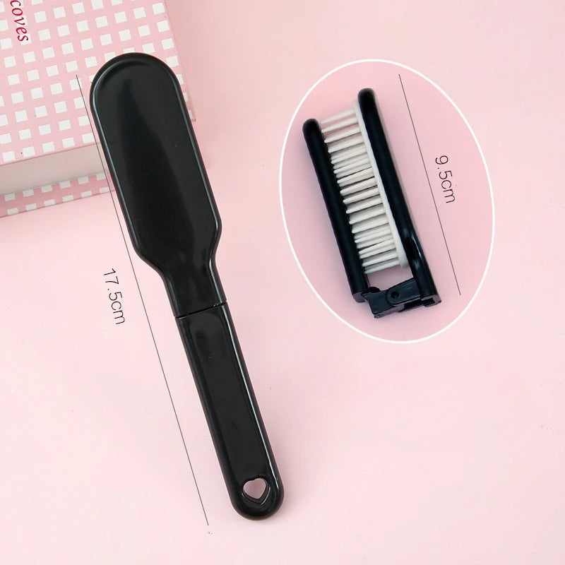 Candy Color Foldable Hair Comb – Portable Travel Hair Brush Foldable Hair Comb PLUSH black
