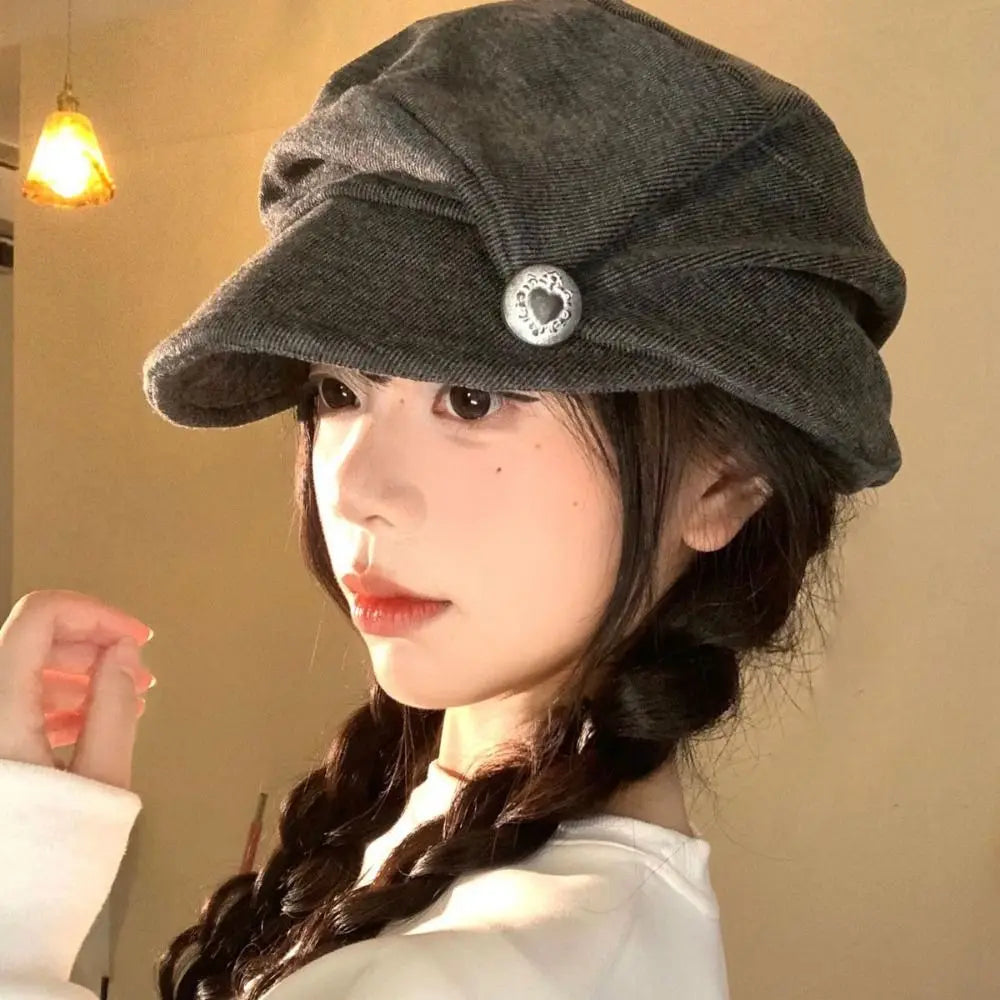 Women's Solid Color Newsboy Beret Octagonal Hat | All Seasons Newsboy Beret Hat PLUSH
