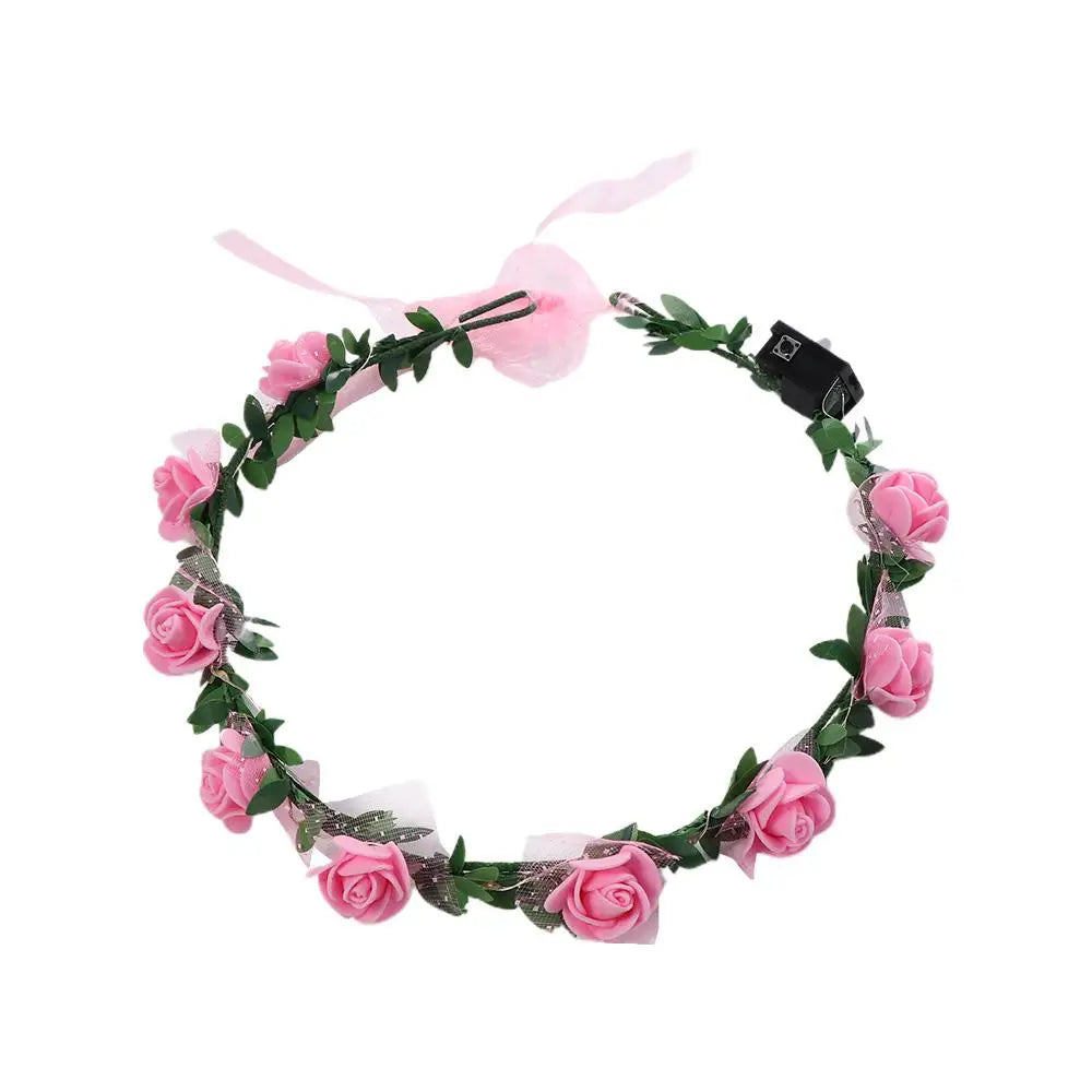 LED Flower Crown Headband – Luminous Floral Wreath for Women LED Flower Crown PLUSH