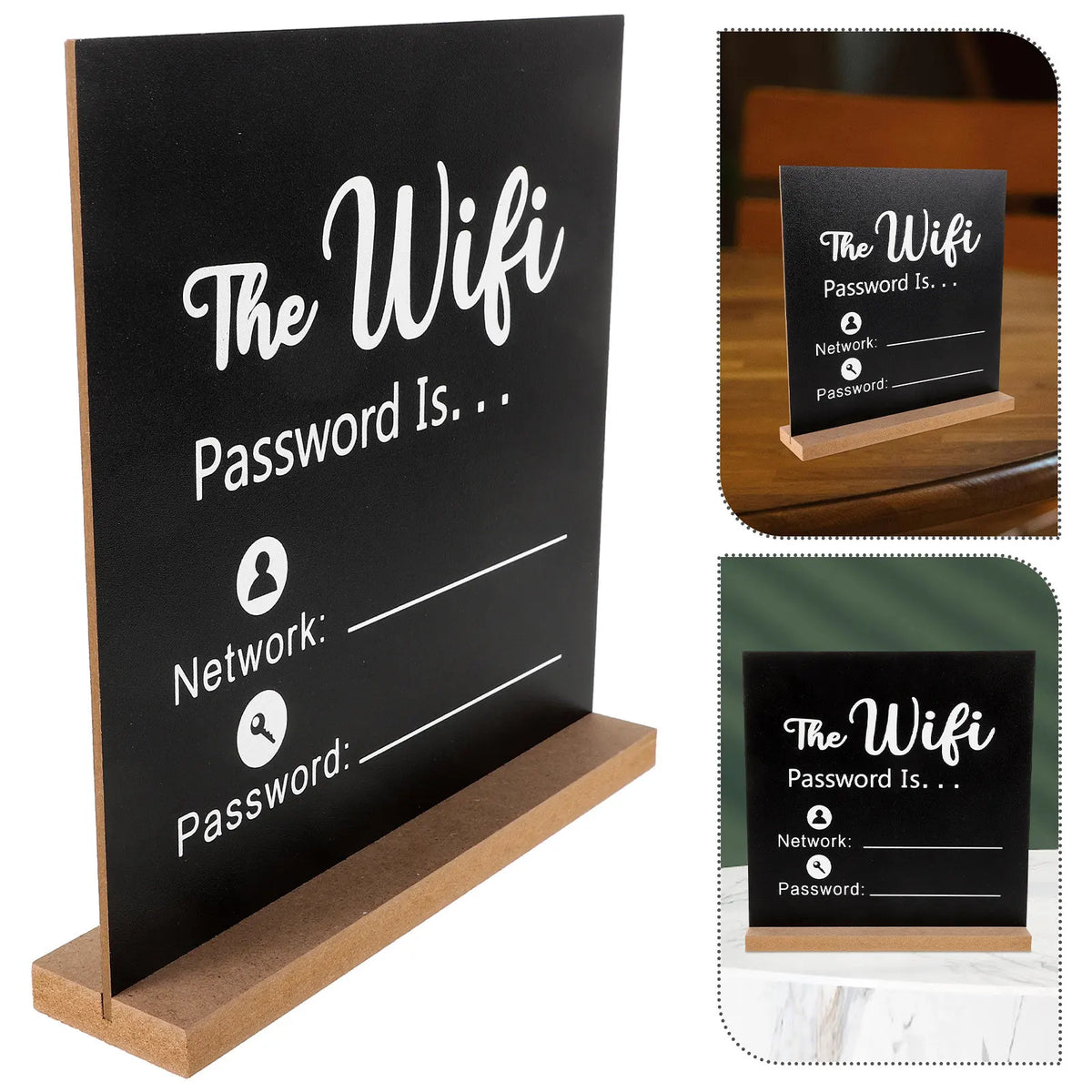 Solid Wood WiFi Password Sign – Erasable Tabletop Plaque Decorative Wood Sign PLUSH Default Title