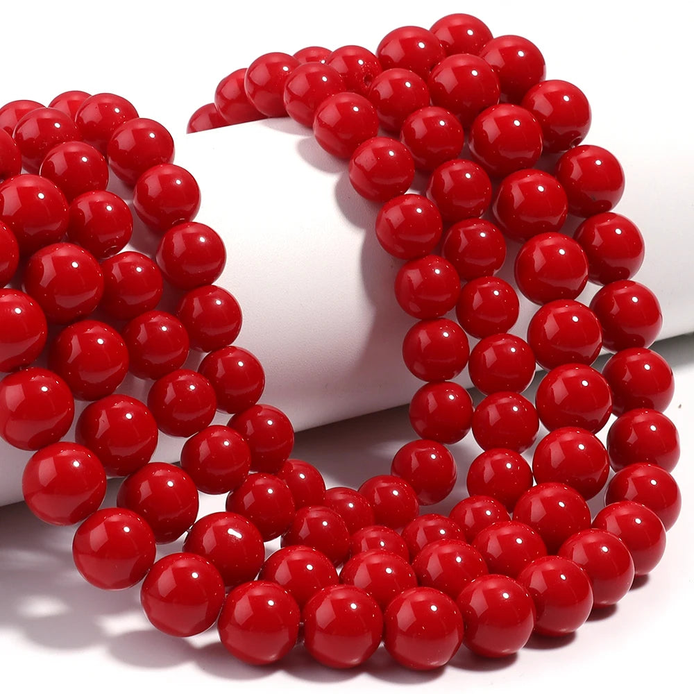 Red Coral Stone Round Spacer Beads 4–12mm | DIY Jewelry Stone Spacer Beads PLUSH