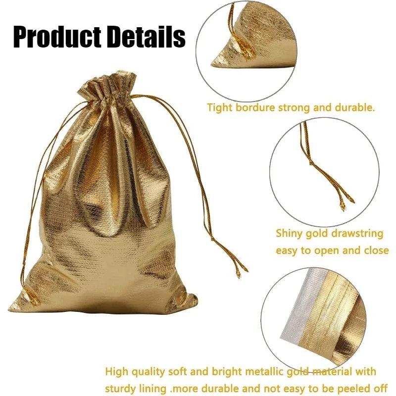 Gold & Silver Organza Drawstring Gift Bags – 10/20/50pcs Organza Gift Bags PLUSH