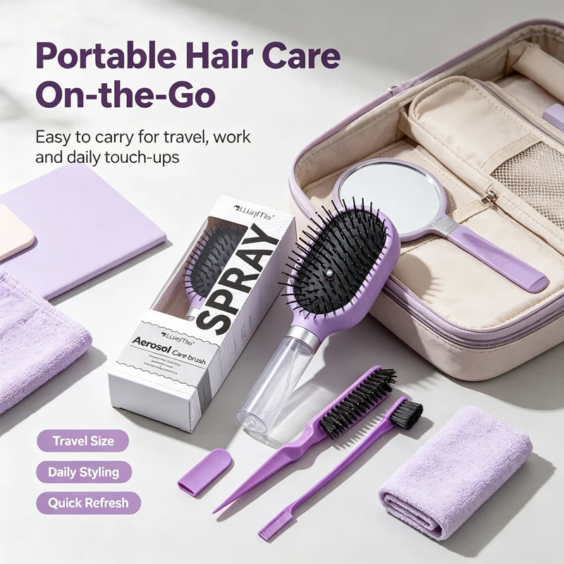 2-in-1 Spray Air Cushion Hair Brush & Massage Comb Set Hair Brush Set PLUSH