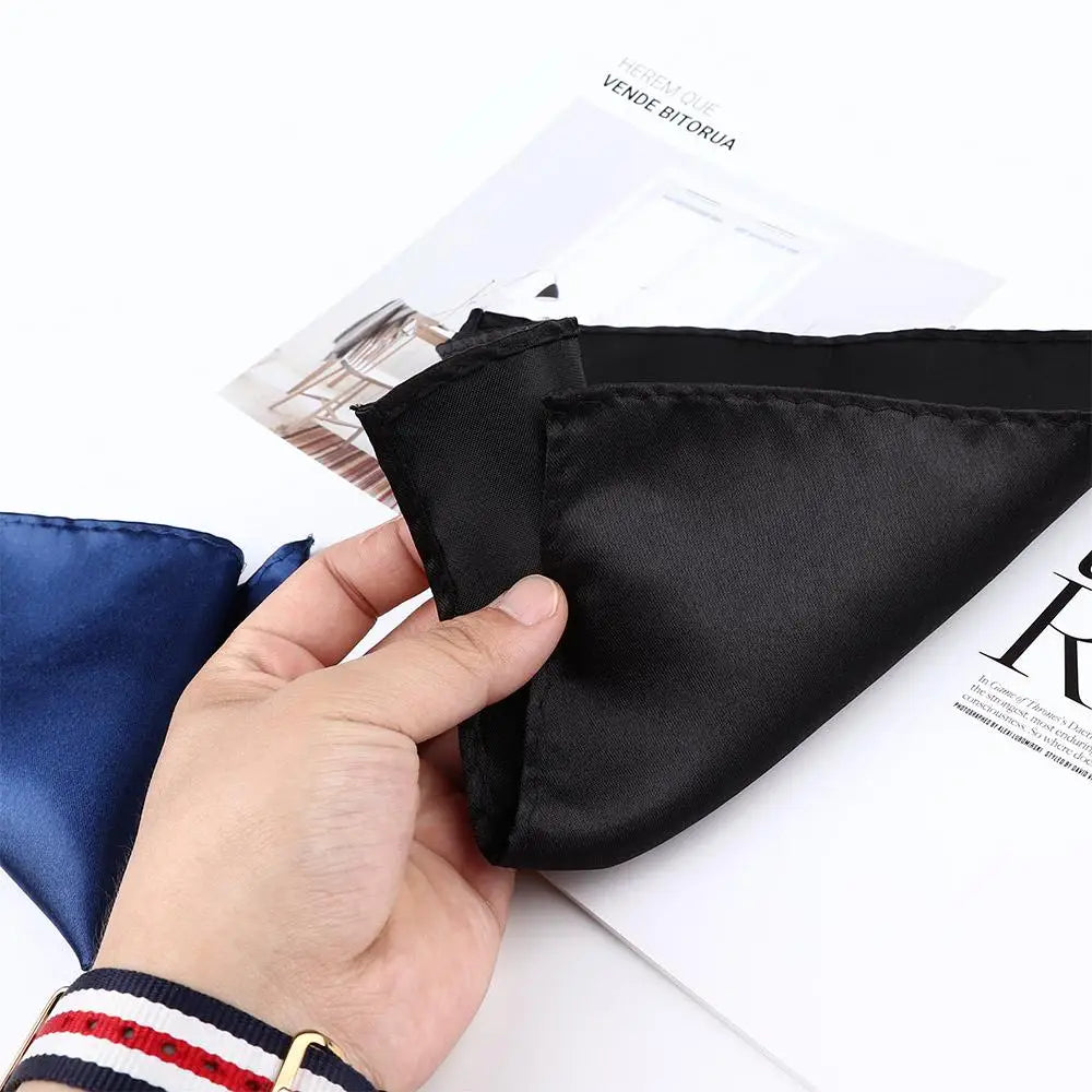 Men's Satin Pocket Square – Solid Formal Handkerchief 15 Colors Pocket Square PLUSH