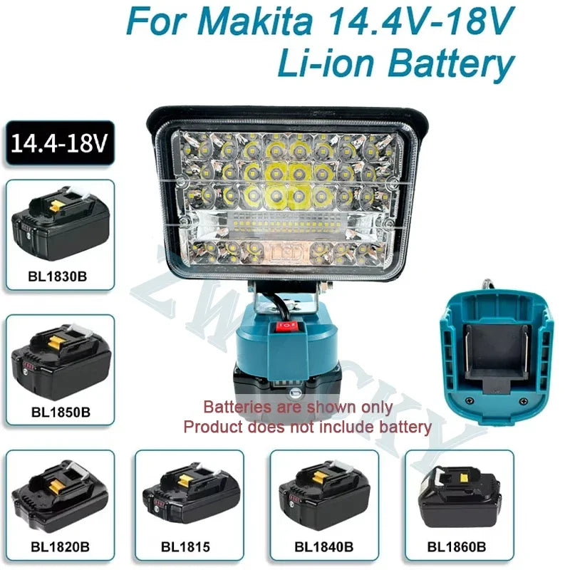 48 LED Work Light for Makita 18V Battery – Cordless Flood Lamp LED Work Light PLUSH