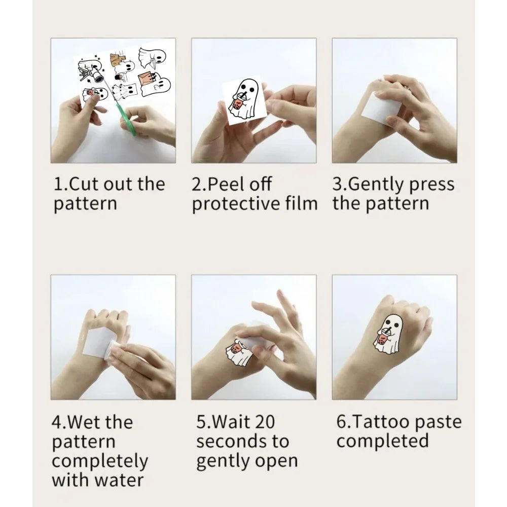 10pcs Halloween Ghost Temporary Tattoo Stickers for Kids Temporary Tattoo Stickers PLUSH