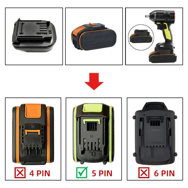 Worx 4-Pin to 5-Pin 20V Li-ion Battery Adapter Converter Battery Adapter Converter PLUSH