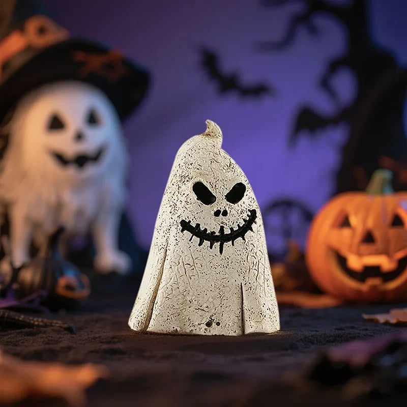 Halloween Resin Tabletop Ornaments – Ghost Pumpkin Mummy Decor Halloween Resin Ornament PLUSH