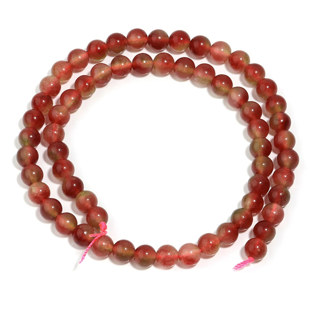 Watermelon Quartz Chalcedony Red Stone Beads – DIY Jewelry Natural Stone Beads PLUSH 6mm