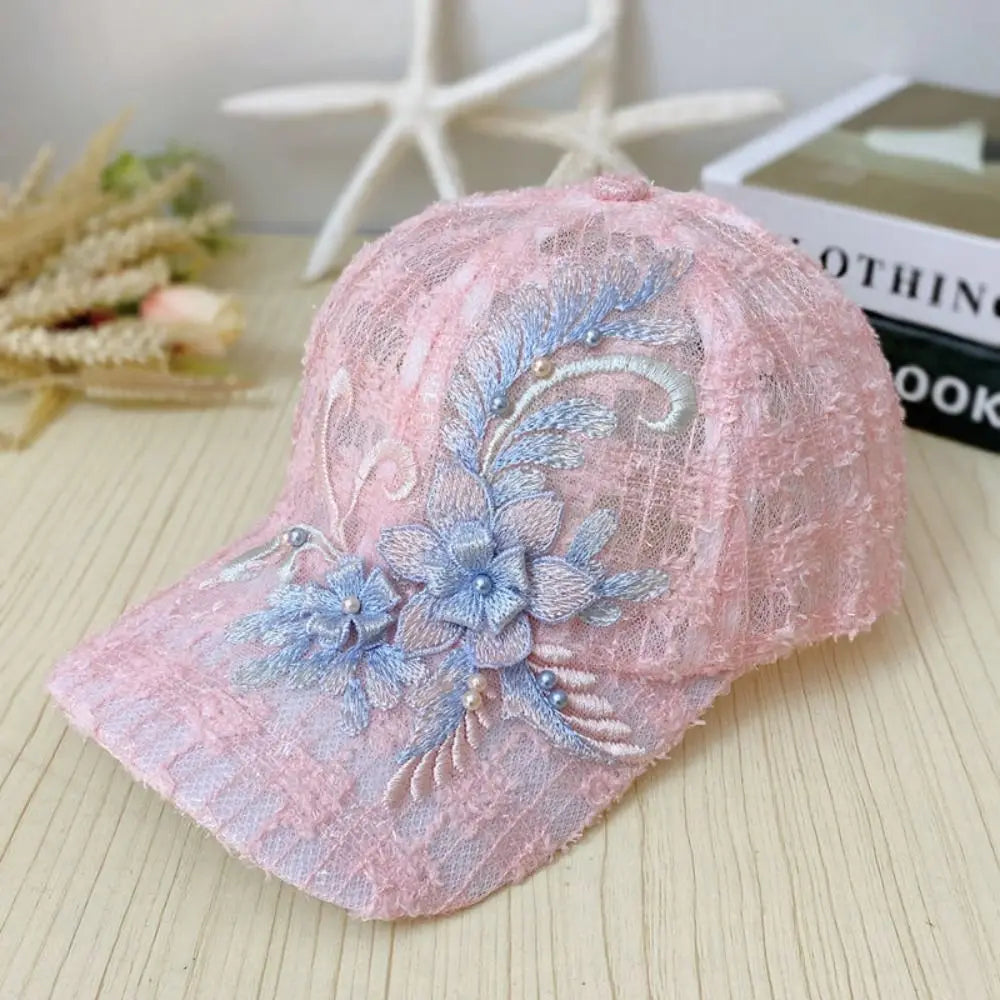 Women's Breathable Floral Lace Baseball Cap – Quick-Dry Hat Women's Baseball Cap PLUSH style C