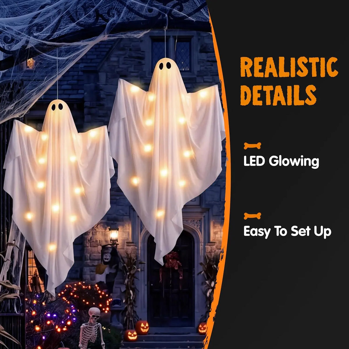 Halloween Ghost LED String Lights 8 Modes Waterproof Battery Halloween String Lights PLUSH
