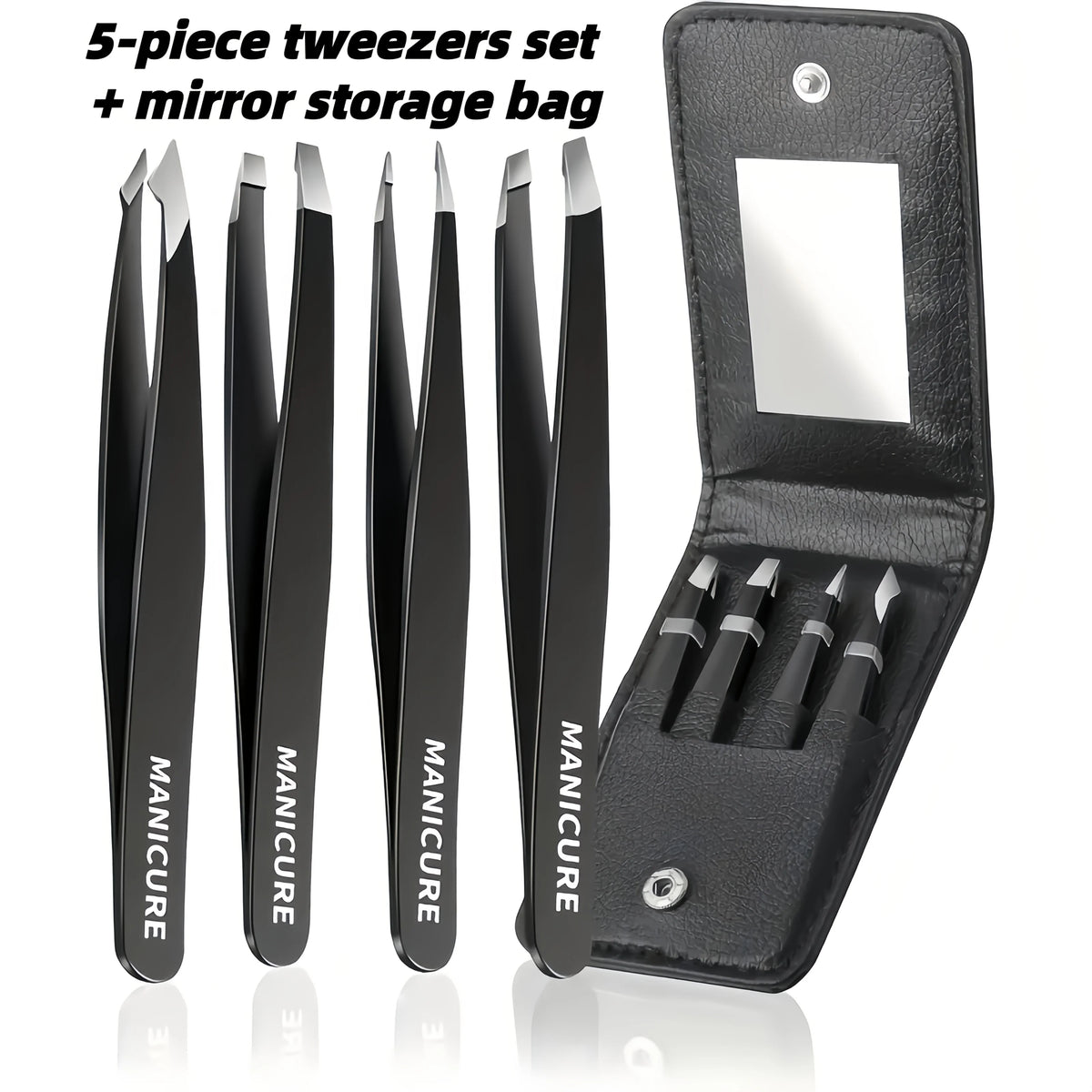 Ouriner 4-Piece Stainless Steel Eyebrow Tweezer Set with Case Eyebrow Tweezer Set PLUSH