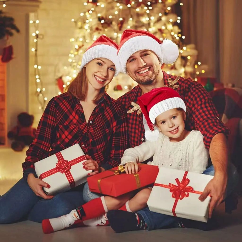 Adults & Kids Christmas Knitted Hat – Festive Xmas Party Prop Christmas Knitted Hat PLUSH
