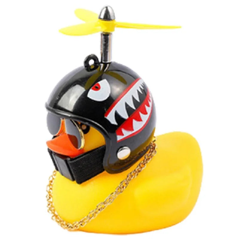 Cute Yellow Duck Car Decoration – Helmet Sunglasses Propeller Novelty Figurine PLUSH