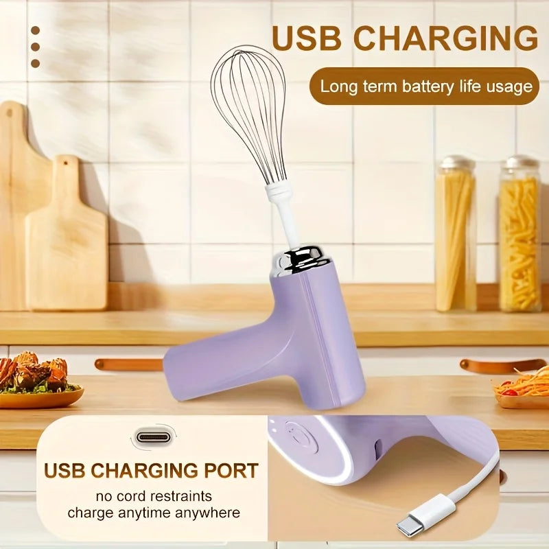 Portable Electric Egg Whisk – USB Rechargeable Hand Beater Electric Hand Whisk PLUSH