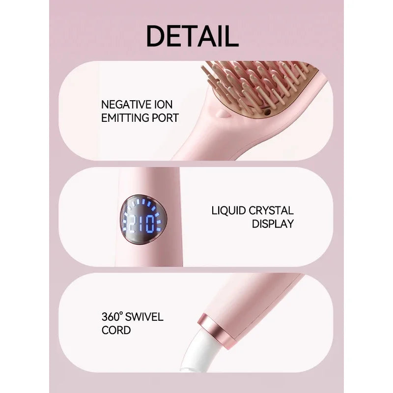 Electric Hot Comb Straightening Brush – Negative Ion Styling Hair Straightening Brush PLUSH