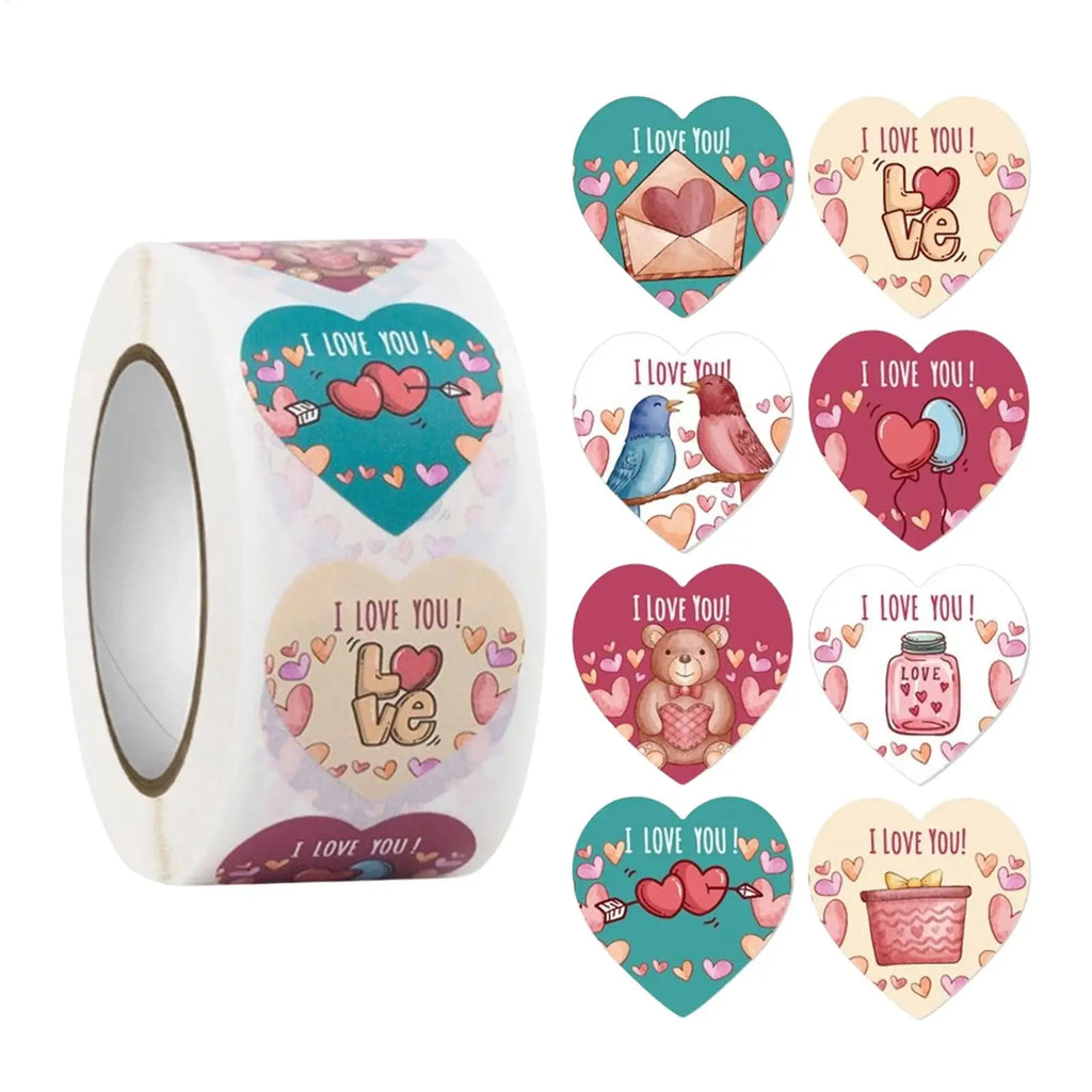 500pcs Heart Stickers – Valentine's Day Envelope Seals & Decor Decorative Stickers PLUSH