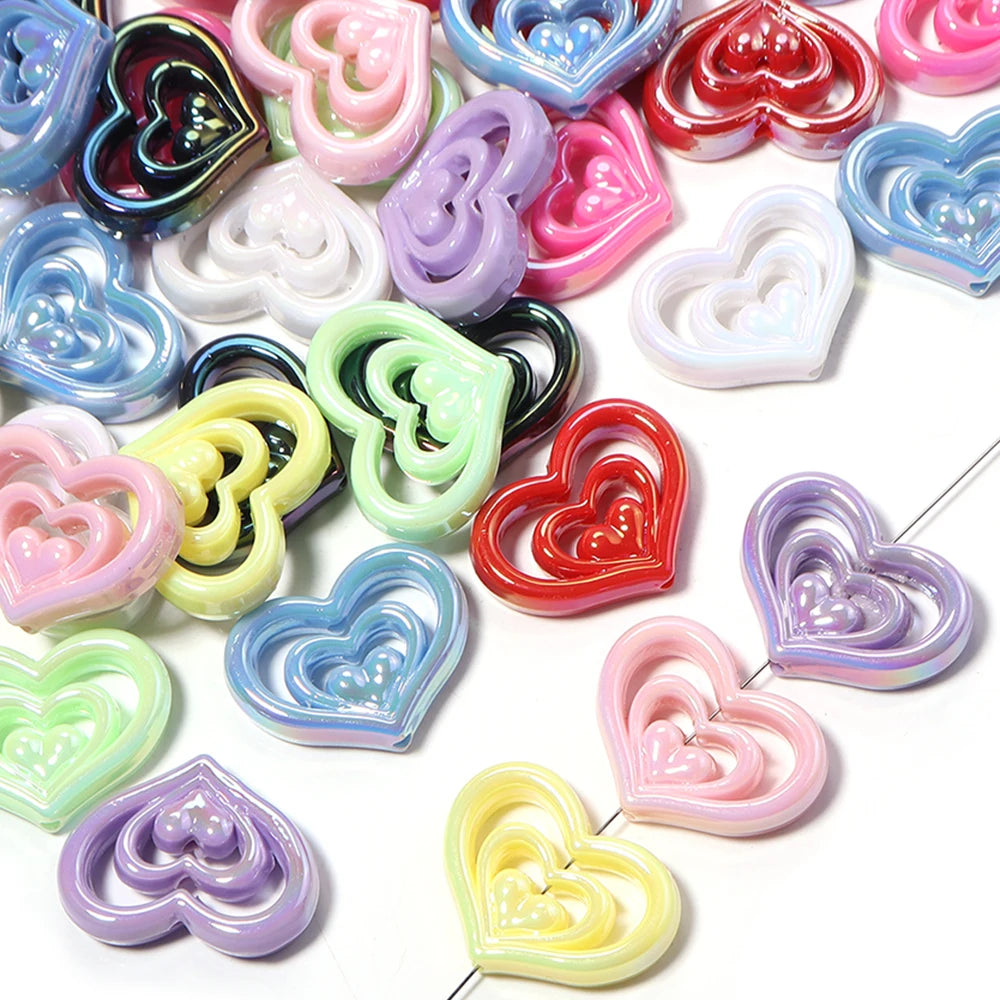 5pcs AB Hollow Heart Acrylic Spacer Beads – DIY Jewelry Making Acrylic Spacer Beads PLUSH