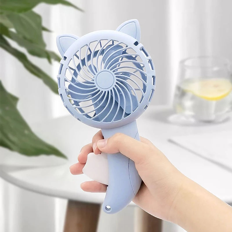 Portable Hand Pressure Mini Fan – No Battery Cartoon Handheld Handheld Mini Fan PLUSH