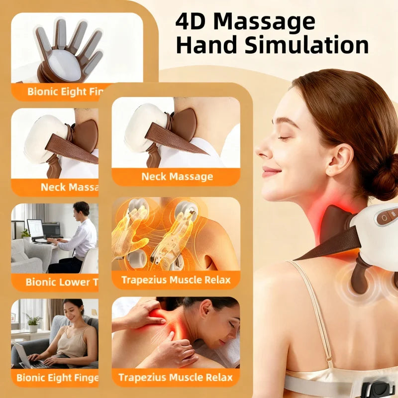 Wireless 4D Kneading Neck & Shoulder Massage Shawl | Home Office Neck Shoulder Massager PLUSH