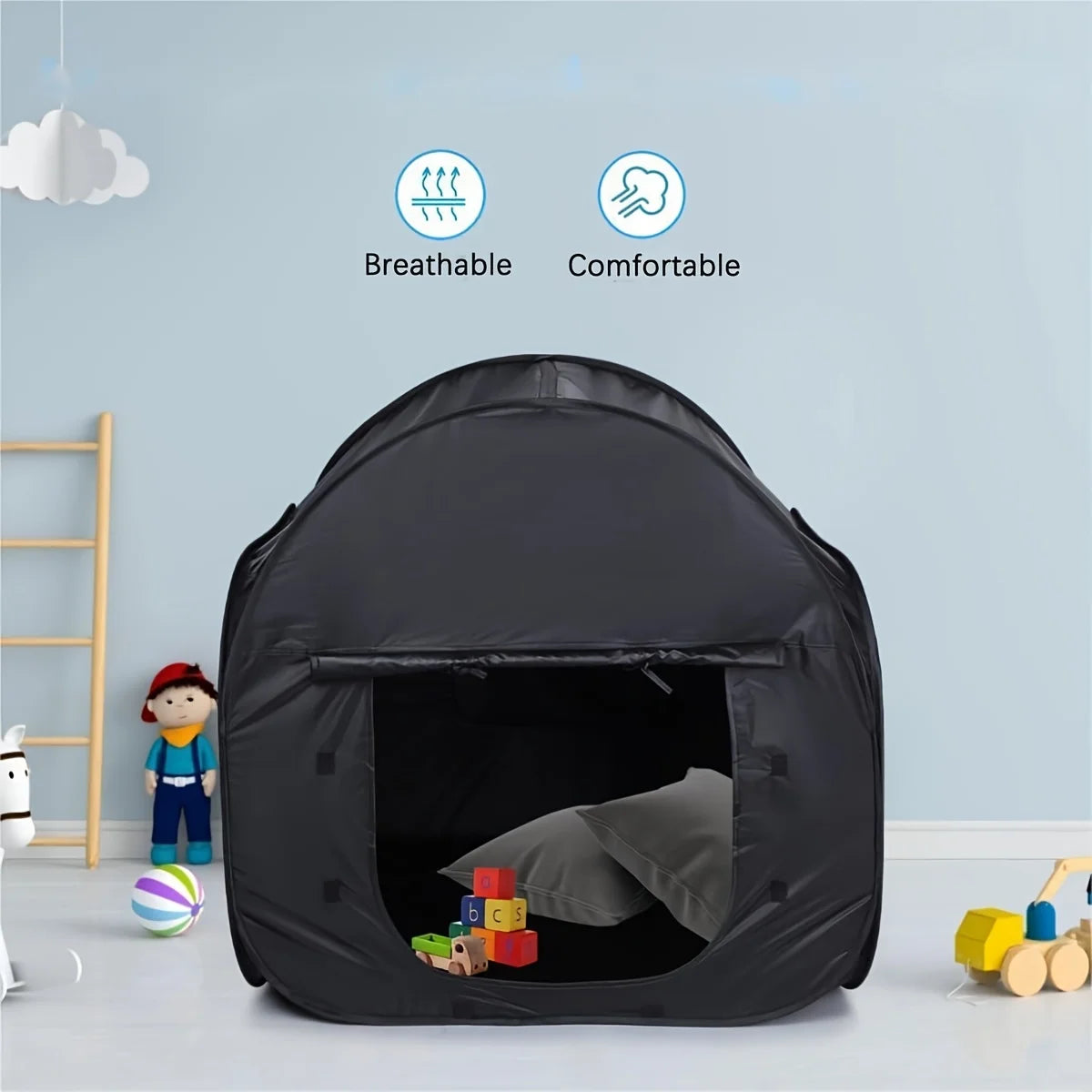 Pop-Up Blackout Sensory Tent for Kids – Calming Hideout Kids Sensory Tent PLUSH