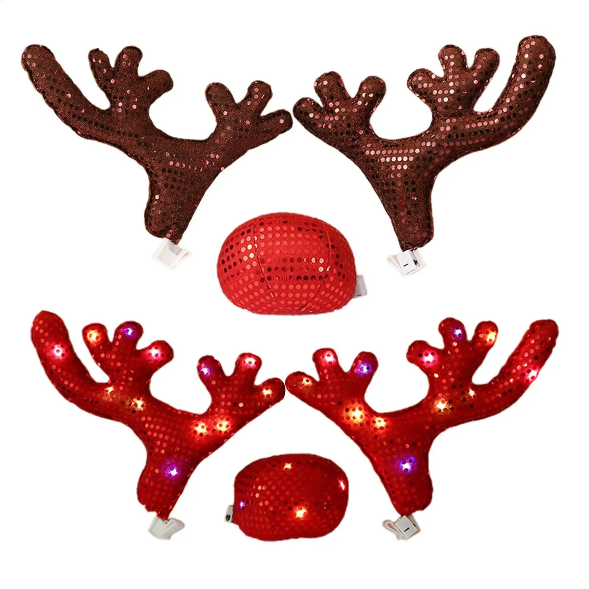 LED Reindeer Antlers Christmas Car Decoration Kit Car Holiday Decoration PLUSH