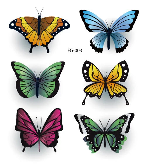 Purple Fairy Butterfly Glitter Temporary Tattoo Stickers