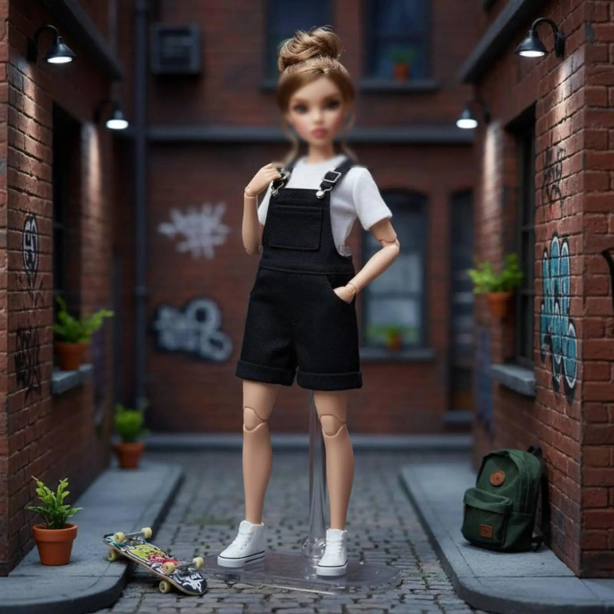 1/6 Scale Female Doll Overalls Shorts Outfit – 12 Inch Figure Doll Clothing Set PLUSH