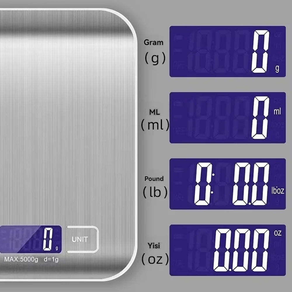 Digital Kitchen Scale 5kg/10kg | 1g Precision LED Display Digital Kitchen Scale PLUSH